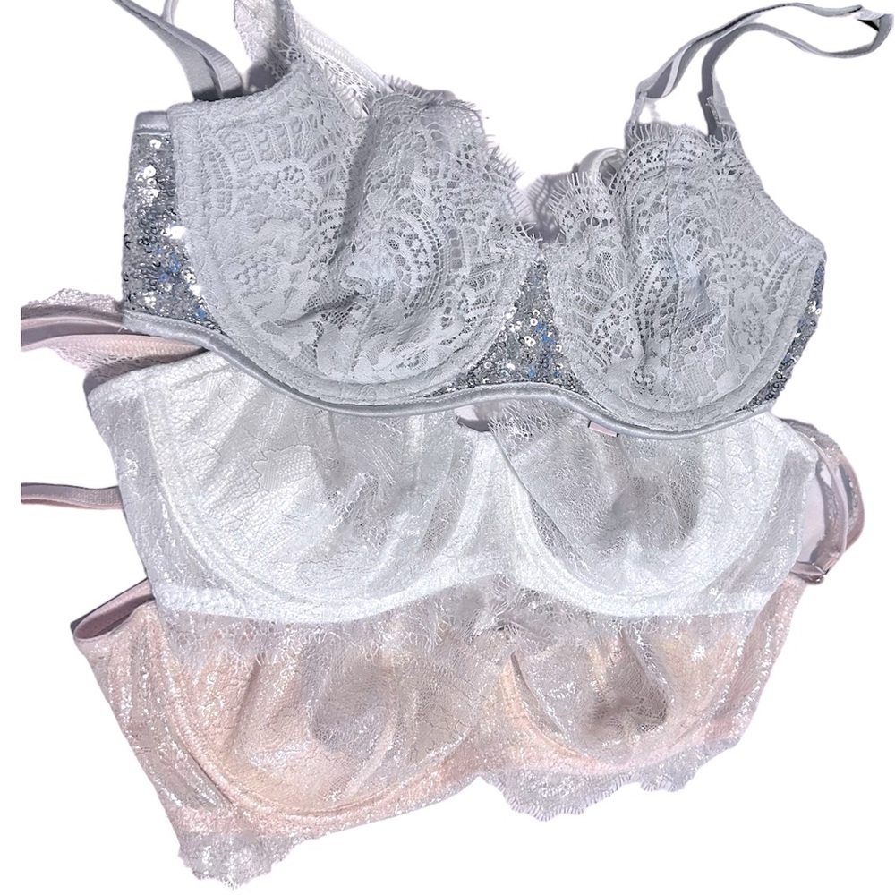 Victorias Secret Dream Angels push-up bra LOT White, Pink 34c, gray 32c